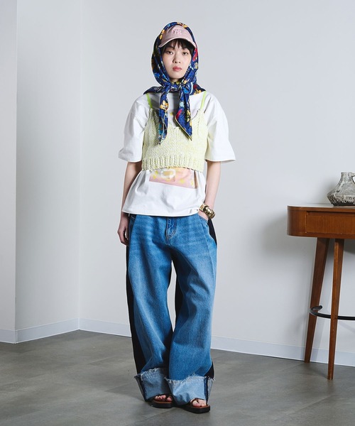 ROSE BUD（ローズバッド）の「(mici)PRINT SCARF（バンダナ/スカーフ・レディース・ブラウン/ネイビー・ONE SIZE）」の13枚目の写真