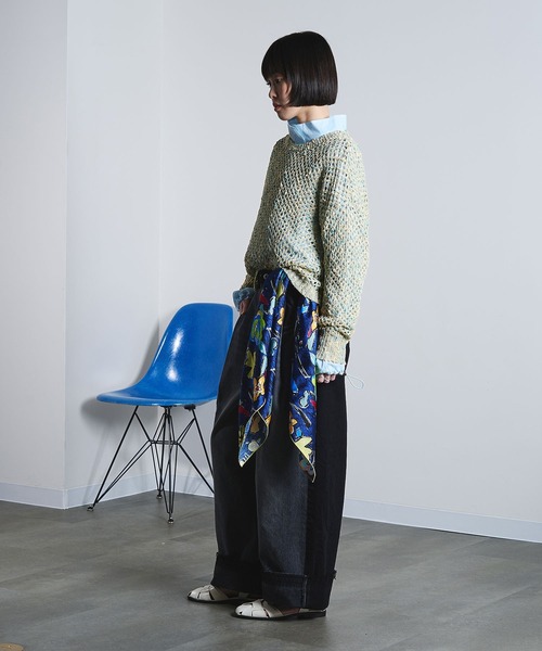 ROSE BUD（ローズバッド）の「(mici)PRINT SCARF（バンダナ/スカーフ・レディース・ブラウン/ネイビー・ONE SIZE）」の15枚目の写真