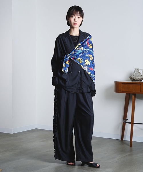 ROSE BUD（ローズバッド）の「(mici)PRINT SCARF（バンダナ/スカーフ・レディース・ブラウン/ネイビー・ONE SIZE）」の16枚目の写真