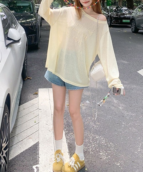 SallyLunn(サリーラン)の「ニュアンスカラーシアーロゴロンT(Tシャツ/カットソー・レディース・グレー/ブラック/ホワイト/イエロー・LARGE/MEDIUM)」の18枚目の写真