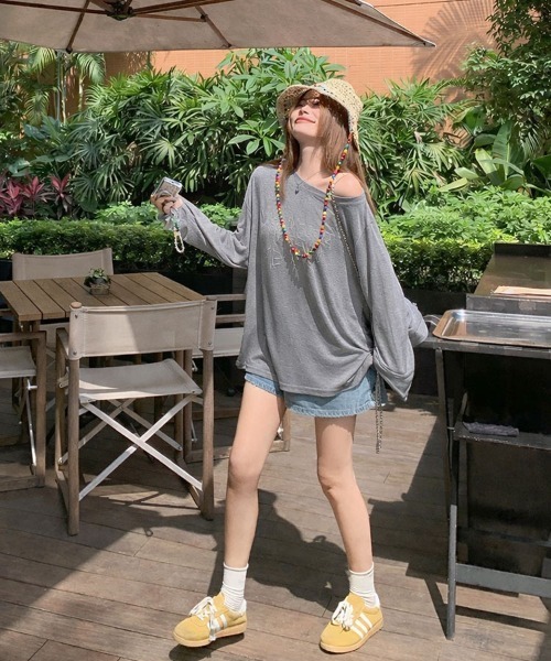 SallyLunn(サリーラン)の「ニュアンスカラーシアーロゴロンT(Tシャツ/カットソー・レディース・グレー/ブラック/ホワイト/イエロー・LARGE/MEDIUM)」の10枚目の写真