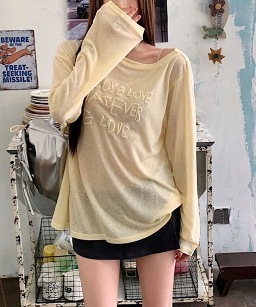 SallyLunn(サリーラン)の「ニュアンスカラーシアーロゴロンT(Tシャツ/カットソー・レディース・グレー/ブラック/ホワイト/イエロー・LARGE/MEDIUM)」の12枚目の写真