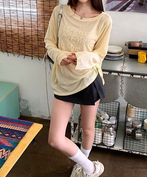 SallyLunn(サリーラン)の「ニュアンスカラーシアーロゴロンT(Tシャツ/カットソー・レディース・グレー/ブラック/ホワイト/イエロー・LARGE/MEDIUM)」の14枚目の写真