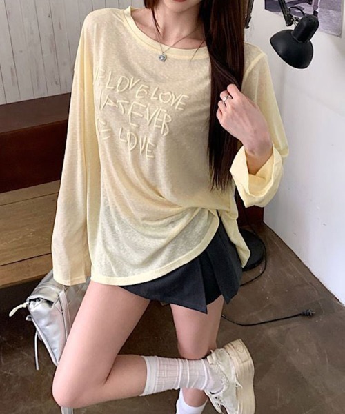 SallyLunn(サリーラン)の「ニュアンスカラーシアーロゴロンT(Tシャツ/カットソー・レディース・グレー/ブラック/ホワイト/イエロー・LARGE/MEDIUM)」の16枚目の写真