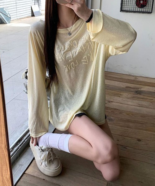 SallyLunn(サリーラン)の「ニュアンスカラーシアーロゴロンT(Tシャツ/カットソー・レディース・グレー/ブラック/ホワイト/イエロー・LARGE/MEDIUM)」の17枚目の写真