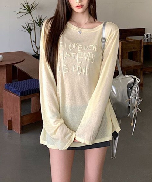 SallyLunn(サリーラン)の「ニュアンスカラーシアーロゴロンT(Tシャツ/カットソー・レディース・グレー/ブラック/ホワイト/イエロー・LARGE/MEDIUM)」の11枚目の写真