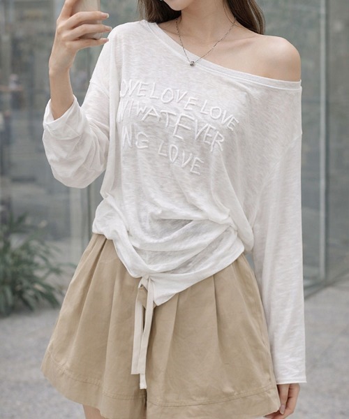 SallyLunn(サリーラン)の「ニュアンスカラーシアーロゴロンT(Tシャツ/カットソー・レディース・グレー/ブラック/ホワイト/イエロー・LARGE/MEDIUM)」の6枚目の写真