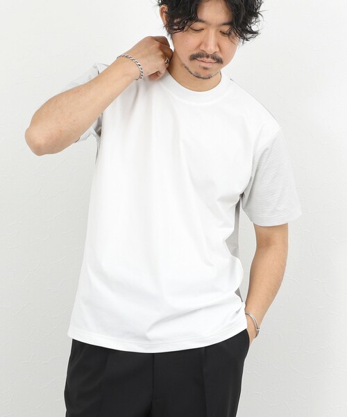 NOLLEY’S（ノーリーズ）の「吸水速乾 クイックドライ クルーネックTシャツ 26SS（Tシャツ/カットソー・メンズ・ライトグレー/ホワイト系その他/ホワイト/ホワイト系その他2・M/S/XL/L）」の4枚目の写真