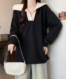 2ly2（トゥーリートゥー）の「レイヤード風 セーラーカラープルオーバー（ポロシャツ）」