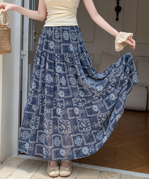 セール】花柄シフォンロングスカート（スカート）｜Diosfront
