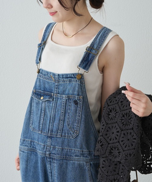 PUAL CE CIN（ピュアルセシン）の「綿麻デニムサロペット（サロペット/オーバーオール・レディース・サックスブルー/インディゴブルー・FREE）」の7枚目の写真