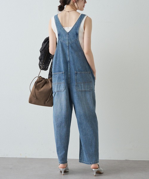 PUAL CE CIN（ピュアルセシン）の「綿麻デニムサロペット（サロペット/オーバーオール・レディース・サックスブルー/インディゴブルー・FREE）」の11枚目の写真