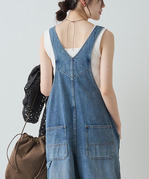 PUAL CE CIN（ピュアルセシン）の「綿麻デニムサロペット（サロペット/オーバーオール・レディース・サックスブルー/インディゴブルー・FREE）」の8枚目の写真