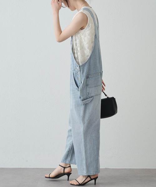 PUAL CE CIN（ピュアルセシン）の「綿麻デニムサロペット（サロペット/オーバーオール・レディース・サックスブルー/インディゴブルー・FREE）」の5枚目の写真