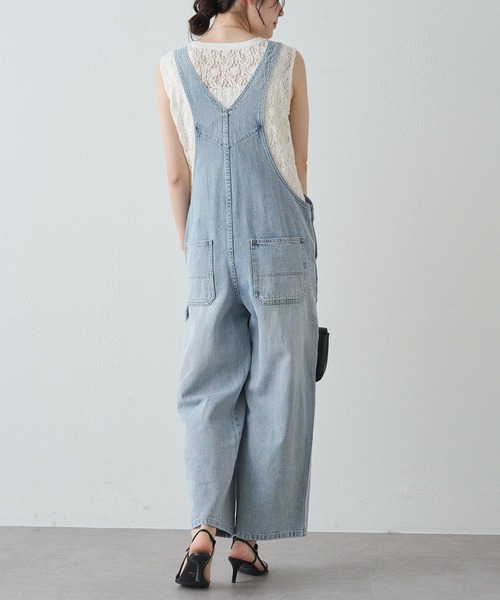 PUAL CE CIN（ピュアルセシン）の「綿麻デニムサロペット（サロペット/オーバーオール・レディース・サックスブルー/インディゴブルー・FREE）」の6枚目の写真