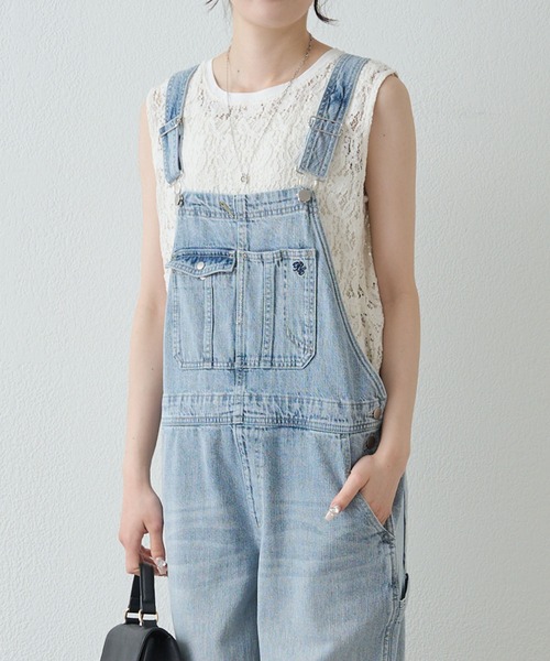 PUAL CE CIN（ピュアルセシン）の「綿麻デニムサロペット（サロペット/オーバーオール・レディース・サックスブルー/インディゴブルー・FREE）」の3枚目の写真