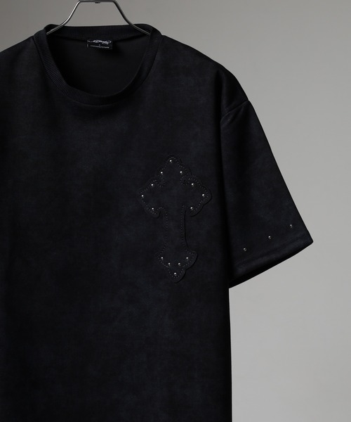 FUNALIVE(ファンアライブ)の「ED HARDY ニュアンスマーブルプリント クロスモチーフスタッズ半袖Tシャツ(Tシャツ/カットソー・メンズ・ブラック/ワインレッド・M/L)」の1枚目の写真