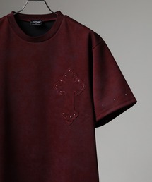 ED HARDY ニュアンスマーブルプリント クロスモチーフスタッズ半袖Tシャツ