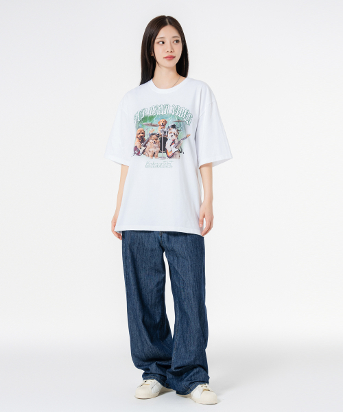 MOZMOZ（モズモズ）の「ラックモン オーバーサイズ 半袖Tシャツ ホワイト（Tシャツ/カットソー・レディース・その他・1/2/3）」の3枚目の写真
