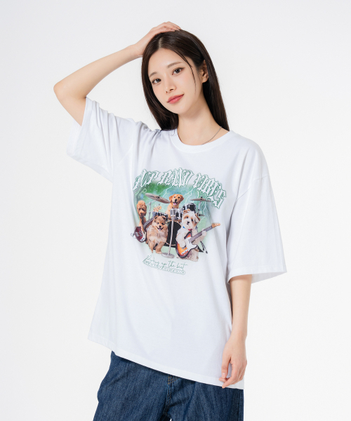 MOZMOZ（モズモズ）の「ラックモン オーバーサイズ 半袖Tシャツ ホワイト（Tシャツ/カットソー・レディース・その他・1/2/3）」の4枚目の写真