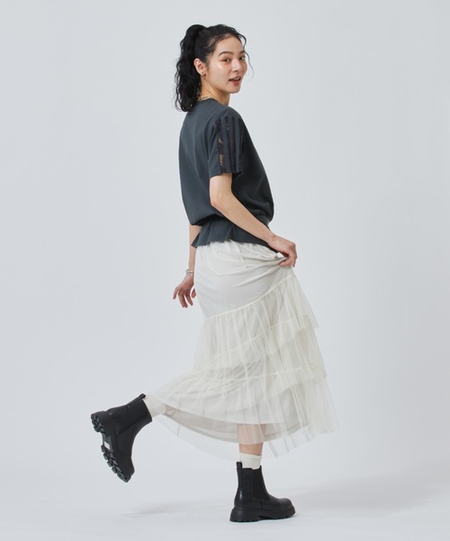 adidas（アディダス）の「【別注】アディダス adidas W LACE 3ST SS TEE AP 限定コラボ（Tシャツ/カットソー・レディース・オフホワイト/オレンジ/ダークグレー・S/M/L/XL）」の19枚目の写真
