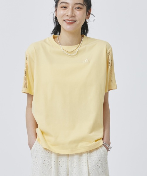 adidas（アディダス）の「【別注】アディダス adidas W LACE 3ST SS TEE AP 限定コラボ（Tシャツ/カットソー・レディース・オフホワイト/オレンジ/ダークグレー・S/M/L/XL）」の11枚目の写真
