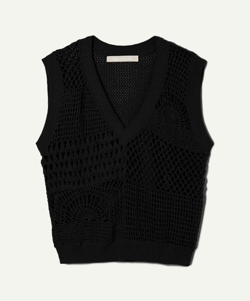 leinwande(ラインヴァンド)の「Landscape Crochet Vest / ランドスケープクロシェベスト(ベスト・レディース・White/ブラック系/オレンジ・ONE SIZE)」の9枚目の写真