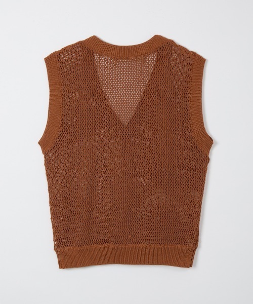 leinwande(ラインヴァンド)の「Landscape Crochet Vest / ランドスケープクロシェベスト(ベスト・レディース・White/ブラック系/オレンジ・ONE SIZE)」の11枚目の写真