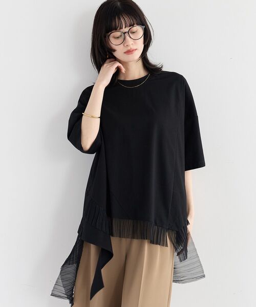Editt by YECCA VECCA(エディットバイイェッカヴェッカ)の「裾アシメデザインプルオーバー(Tシャツ/カットソー・レディース・その他6/ブラック/ホワイト・FREE)」の15枚目の写真