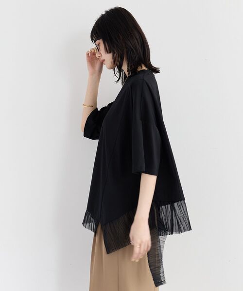Editt by YECCA VECCA(エディットバイイェッカヴェッカ)の「裾アシメデザインプルオーバー(Tシャツ/カットソー・レディース・その他6/ブラック/ホワイト・FREE)」の18枚目の写真