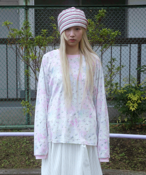 KOOKEESEE(クキシ)の「ソフトフラワーラグランTシャツ(ピンク)(Tシャツ/カットソー・レディース・その他・FREE)」の2枚目の写真