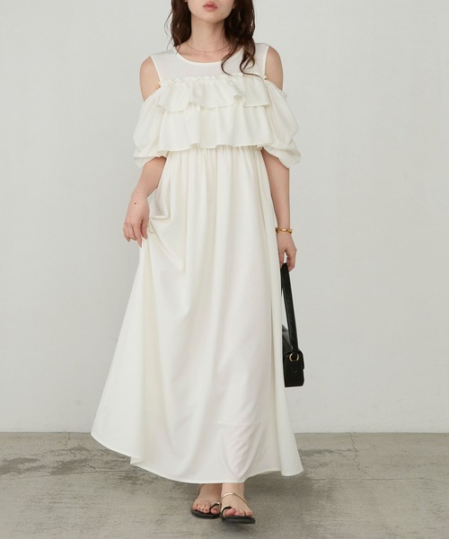 Cherir Mignon(シェリルミニョン)の「【Cherir Mignon】フリルティアードタックバルーンスリーブワンピース(ワンピース・レディース・ブラック/ホワイト・S/M)」の15枚目の写真