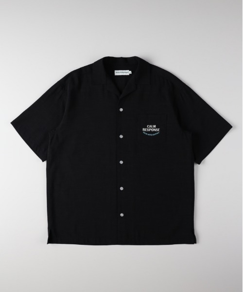 Right-on(ライトオン)の「POWER TO THE PEOPLE(パワートゥーザピープル)バック刺繍半袖シャツ(シャツ/ブラウス・メンズ・ブラック/オフホワイト/キナリ・M/L/XL/S)」の15枚目の写真