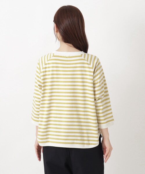 one'sterrace(ワンズテラス)の「クルーネック 7分袖ボーダープルオーバー(Tシャツ/カットソー・レディース・グレー系4/ブラック系8/パープル系2/イエロー系8/ネイビー系5・02)」の8枚目の写真