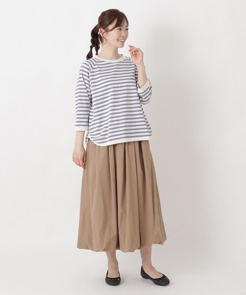 one'sterrace(ワンズテラス)の「クルーネック 7分袖ボーダープルオーバー(Tシャツ/カットソー・レディース・グレー系4/ブラック系8/パープル系2/イエロー系8/ネイビー系5・02)」の18枚目の写真