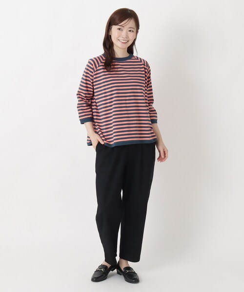 one'sterrace(ワンズテラス)の「クルーネック 7分袖ボーダープルオーバー(Tシャツ/カットソー・レディース・グレー系4/ブラック系8/パープル系2/イエロー系8/ネイビー系5・02)」の20枚目の写真