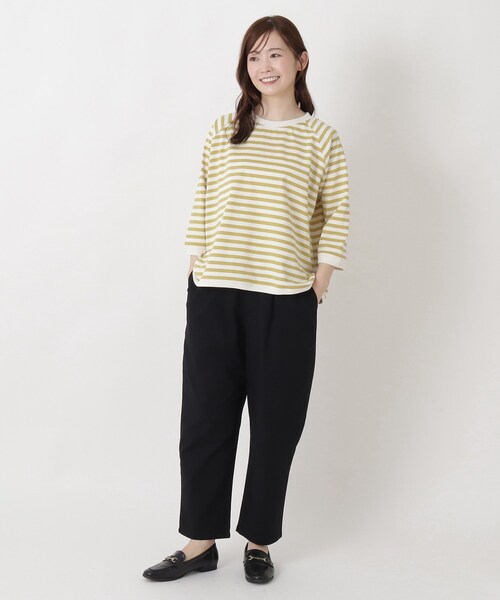 one'sterrace(ワンズテラス)の「クルーネック 7分袖ボーダープルオーバー(Tシャツ/カットソー・レディース・グレー系4/ブラック系8/パープル系2/イエロー系8/ネイビー系5・02)」の22枚目の写真