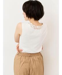 Samansa Mos2 | 《新色追加》後ろパーツレースインナー【接触冷感】(Tシャツ/カットソー)