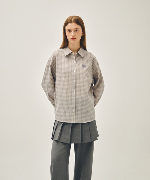 MARITHE + FRANCOIS GIRBAUD(マリテフランソワジルボー)の「W PATTERN SHEER SHIRT(シャツ/ブラウス・レディース・ブルー/グレー×ピンク/アイボリー・MEDIUM/SMALL)」の2枚目の写真