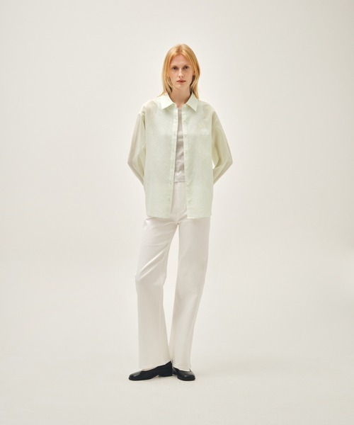 MARITHE + FRANCOIS GIRBAUD(マリテフランソワジルボー)の「W PATTERN SHEER SHIRT(シャツ/ブラウス・レディース・ブルー/グレー×ピンク/アイボリー・MEDIUM/SMALL)」の5枚目の写真
