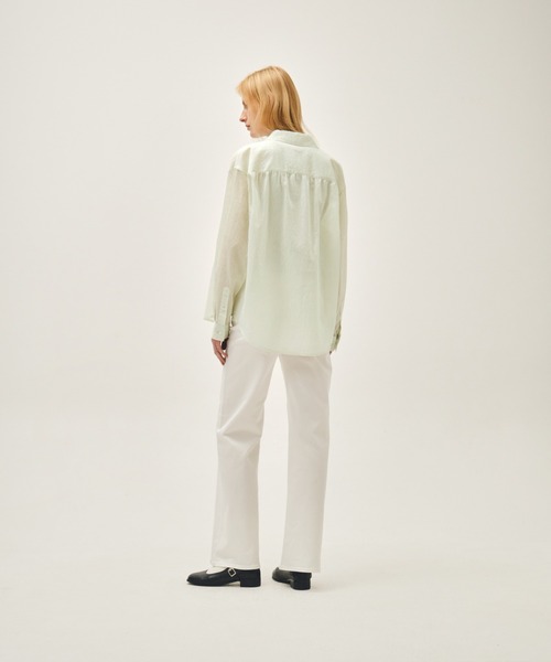 MARITHE + FRANCOIS GIRBAUD(マリテフランソワジルボー)の「W PATTERN SHEER SHIRT(シャツ/ブラウス・レディース・ブルー/グレー×ピンク/アイボリー・MEDIUM/SMALL)」の7枚目の写真