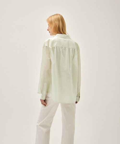 MARITHE + FRANCOIS GIRBAUD(マリテフランソワジルボー)の「W PATTERN SHEER SHIRT(シャツ/ブラウス・レディース・ブルー/グレー×ピンク/アイボリー・MEDIUM/SMALL)」の8枚目の写真