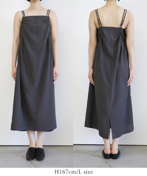 select MOCA(セレクトモカ)の「サイドギャザーキャミワンピース【接触冷感/セットアップ対応】(ワンピース・レディース・チャコールグレー/ベージュ・LARGE/MEDIUM)」の14枚目の写真