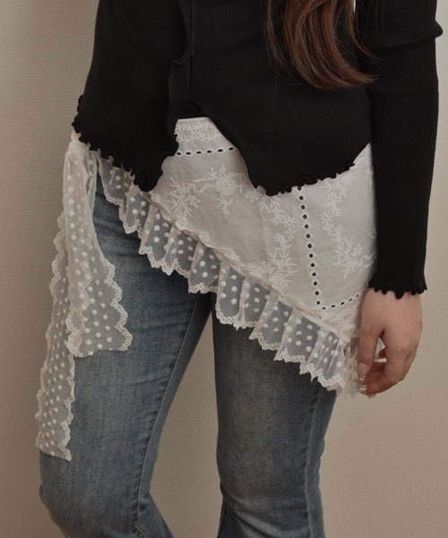 VIBGYOR Women(ヴィブジョー ウィメン)の「【resonance】コットンレース刺繍デザイン ドット フリル ラップスカート/付け裾【マルチウェイ】(その他トップス・レディース・ホワイト系3/ホワイト系1/ホワイト系2/ホワイト系4・FREE)」の12枚目の写真