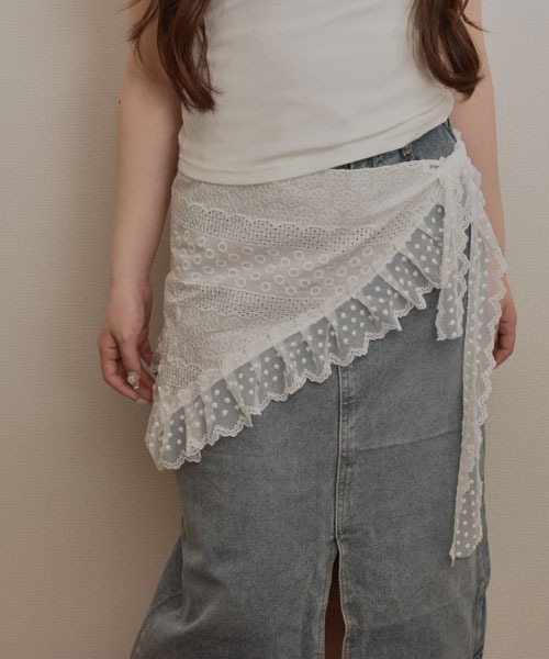 VIBGYOR Women(ヴィブジョー ウィメン)の「【resonance】コットンレース刺繍デザイン ドット フリル ラップスカート/付け裾【マルチウェイ】(その他トップス・レディース・ホワイト系3/ホワイト系1/ホワイト系2/ホワイト系4・FREE)」の21枚目の写真