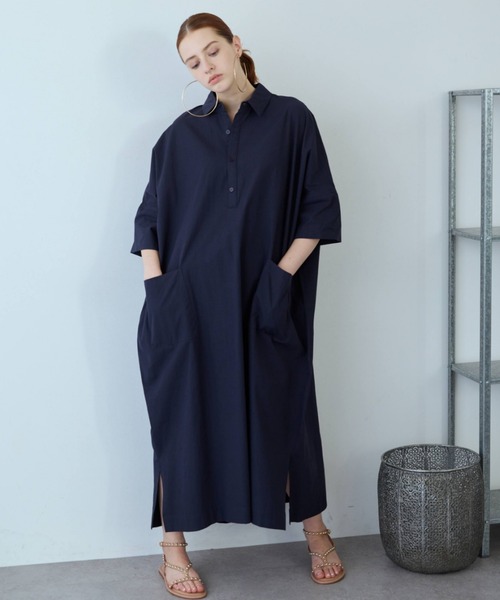 flaeu(フラユ)の「Field Cotton Dress(ワンピース・レディース・ピンク/ネイビー/ブラック・FREE)」の14枚目の写真