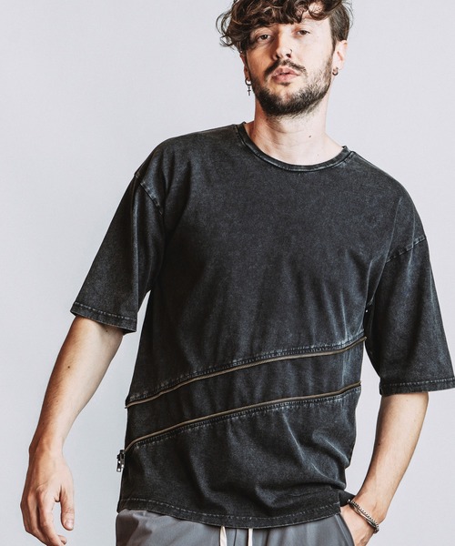 セール】【NO ID.】2-WAY ZIP T-Shirt / 2ウェイ ジップ Tシャツ（T