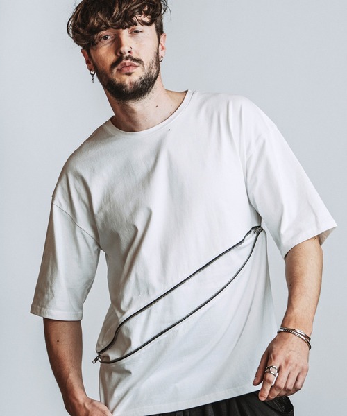 セール】【NO ID.】2-WAY ZIP T-Shirt / 2ウェイ ジップ Tシャツ（T