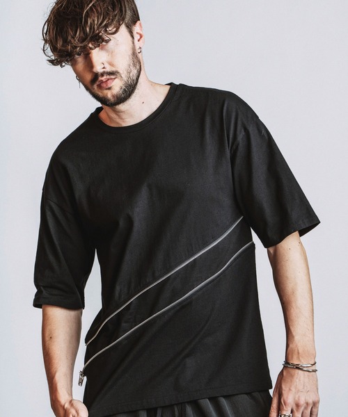 セール】【NO ID.】2-WAY ZIP T-Shirt / 2ウェイ ジップ Tシャツ（T