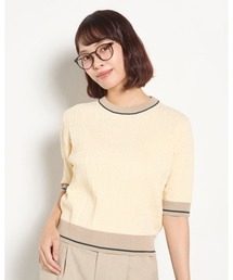 SUIT SELECT（スーツセレクト）の「【半袖】12G総ケーブルクルーニット（ニット/セーター）」